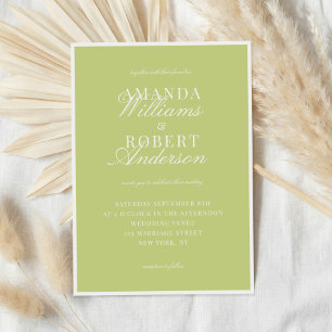 Elegant Classic Citrus Green Old Money Wedding Invitation