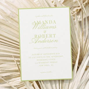 Elegant Classic Citrus Green Old Money Wedding Invitation
