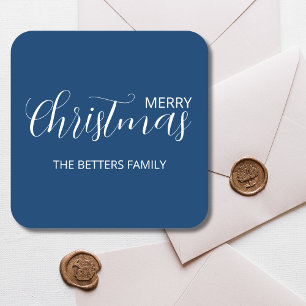 Elegant Classic Clean Midnight Blue Christmas   Square Sticker