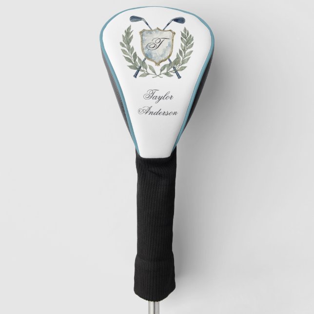Elegant Classic Custom Monogram Golf Crest Golf Head Cover (Front)