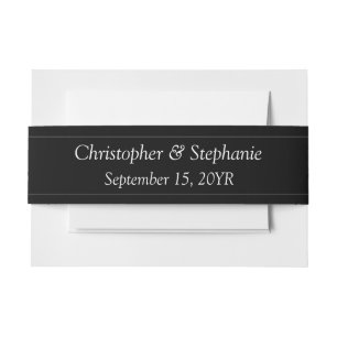 Elegant Classic Customisable White Script Wedding Invitation Belly Band