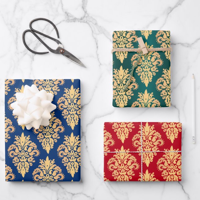 Elegant Classic Damask Wrapping Paper Sheet (Front)