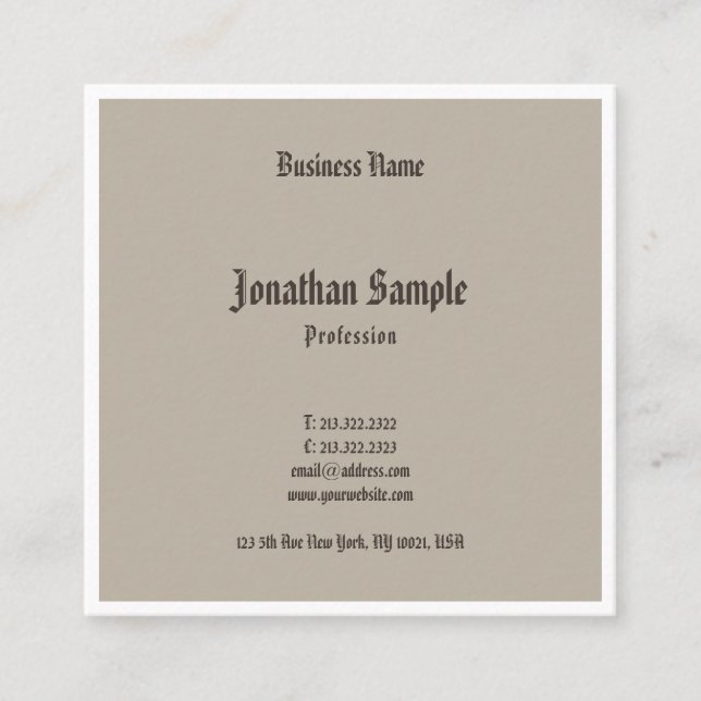 Elegant Classic Design American Text Cool Nostalgy Square Business Card (Front)