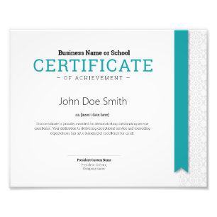 Elegant Classic Diploma Certificate aqua ribbon Photo Print