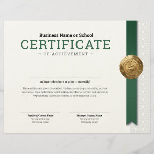 Elegant Classic Diploma Certificate gold foil seal Custom Letterhead