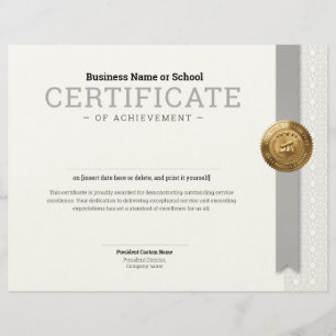 Elegant Classic Diploma Certificate gold foil seal Custom Letterhead