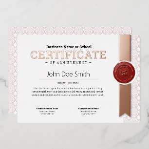 Elegant Classic Diploma Certificate gold rose foil Holiday Card