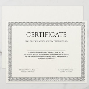 Elegant Classic Diploma Certificate linen finish Custom Letterhead