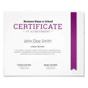 Elegant Classic Diploma Certificate pink ribbon Photo Print