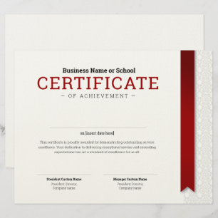 Elegant Classic Diploma Certificate red ribbon Custom Letterhead