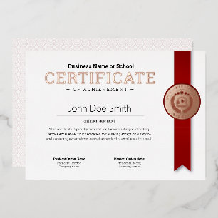 Elegant Classic Diploma Certificate rose gold seal Foil Holiday Card