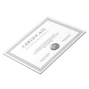 Elegant Classic Diploma Certificate silver seal Notepad