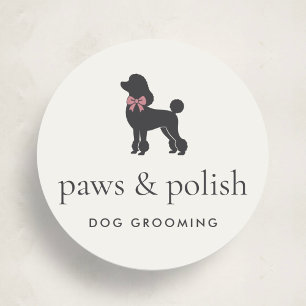 Elegant Classic Dog Groomer Logo Classic Round Sticker