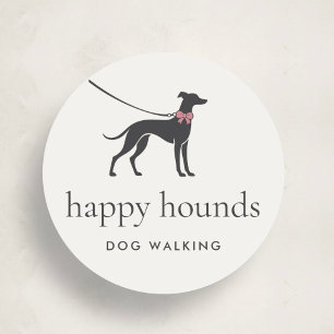 Elegant Classic Dog Walker Logo with Custom Text Round Sticker