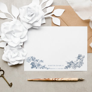 Elegant Classic Dusty Blue French Floral Card