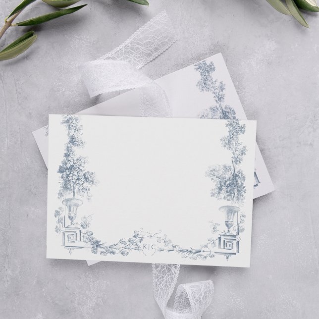 Elegant Classic Dusty Blue French Floral Card (Creator Uploaded)