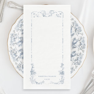 Elegant Classic Dusty Blue French Floral Napkin