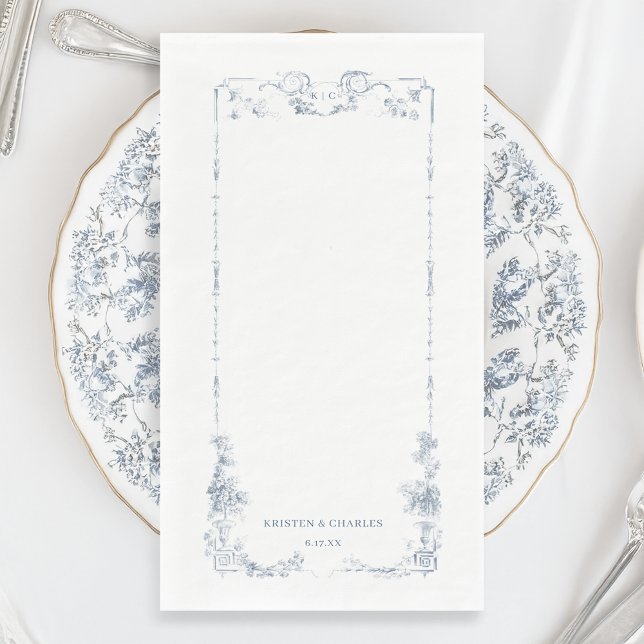 Elegant Classic Dusty Blue French Floral Napkin (Creator Uploaded)