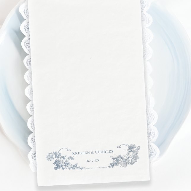 Elegant Classic Dusty Blue French Floral Napkin (Creator Uploaded)