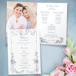 Elegant Classic Dusty Blue French Floral Program