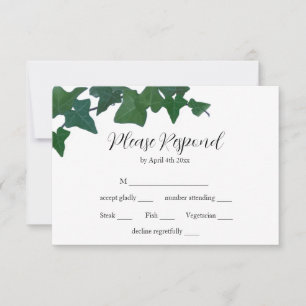 Elegant classic English Ivy calligraphy script  RSVP Card