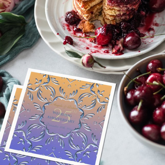 Elegant Classic Fancy 25th Wedding Anniversary Napkin (Creator Uploaded)