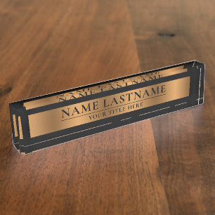 Elegant Classic Faux Bronze Copper Brown Black Nameplate