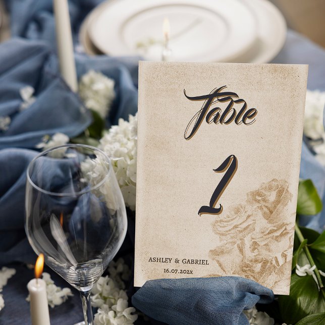 Elegant Classic Floral Rustic Wedding Table Nº 1 Table Number (Creator Uploaded)