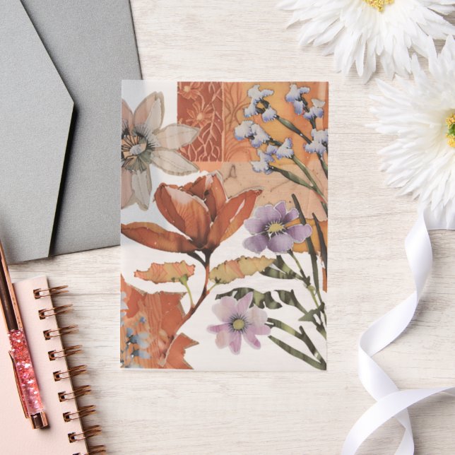 Elegant & Classic Floral Scrapbook Rustic  Vellum Invitations (Wedding)