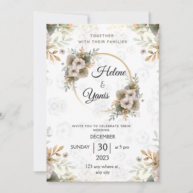 Elegant Classic Floral Wedding Invitation (Front)