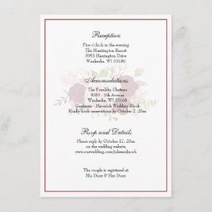 Elegant Classic Floral Wedding Reception Invitation