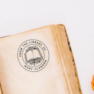 Elegant Classic Flowers Book From The Library Of Self-inking Stamp