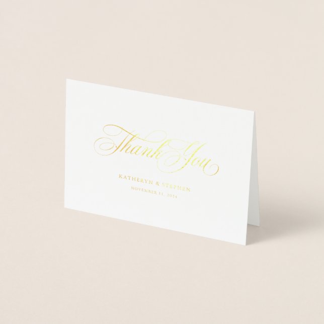 Elegant Classic Folded Thank You Card Real Foil (Front)
