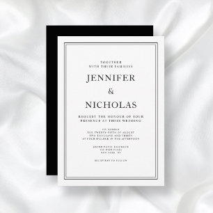 Elegant Classic Formal Black And White Wedding Invitation