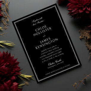 Elegant Classic Formal Black Frame Wedding  Invitation