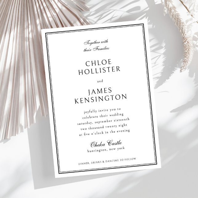 Elegant Classic Formal Black Frame Wedding  Invitation (Creator Uploaded)