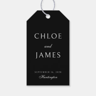 Elegant Classic Formal Black Names Wedding Gift Tags