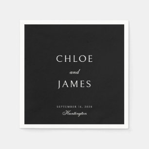 Elegant Classic Formal Black Names Wedding  Napkin