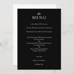 Elegant Classic Formal Black Wedding Dinner Menu