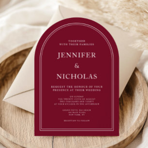 Elegant Classic Formal Burgundy Wedding Arch Invitation