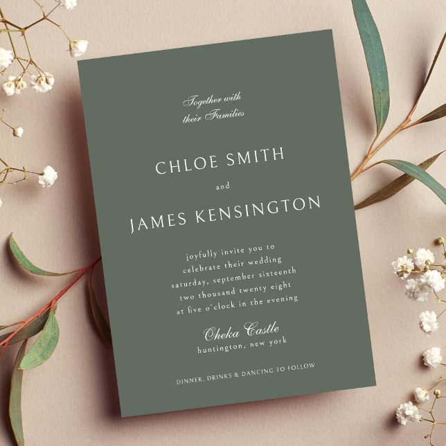 Elegant Classic Formal Dark Green Wedding  Invitation (Creator Uploaded)