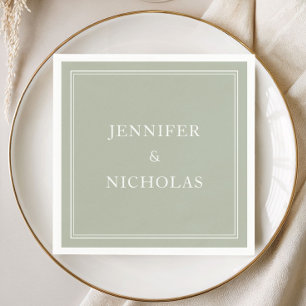 Elegant Classic Formal Sage Green Wedding Napkin