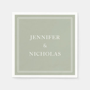 Elegant Classic Formal Sage Green Wedding Napkin
