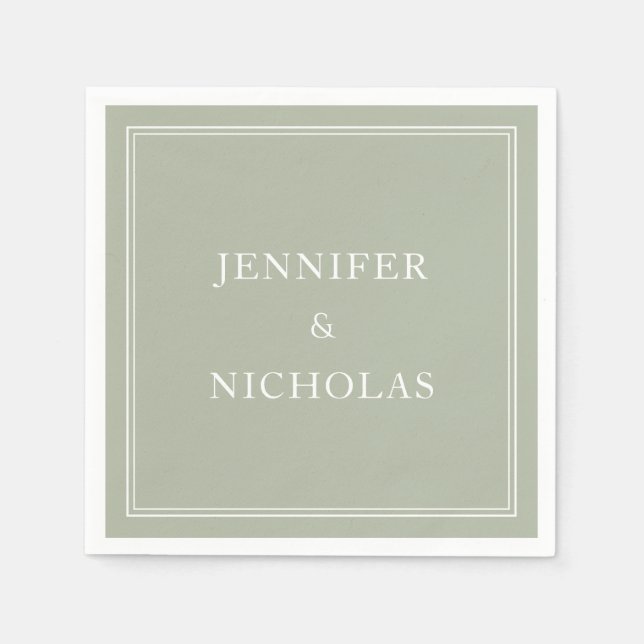 Elegant Classic Formal Sage Green Wedding Napkin (Front)