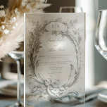Elegant Classic French Rococo Floral Acrylic Invitations<br><div class="desc">This classic suite of historic decorative designs is inspired by the 18th century etchings of French court painter Alexis Peyrotte, featuring an ornate and elegant light grey frame of acanthus leaves, ornate scrolls, flowers and leaves with text field for your monogram/initials. This collection is the perfect complement to an elegant,...</div>