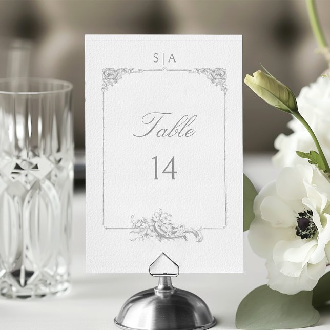 Elegant Classic French Rococo Floral Table Number (Creator Uploaded)
