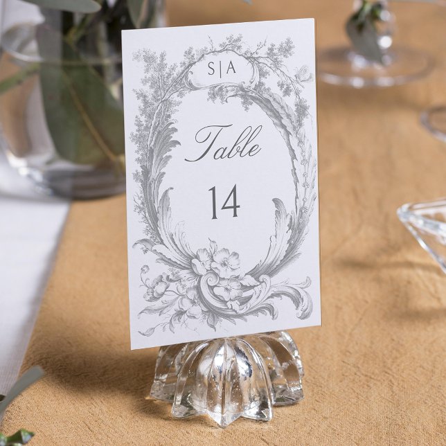 Elegant Classic French Rococo Floral Table Number (Creator Uploaded)