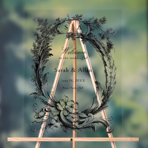 Elegant Classic French Rococo Floral Welcome Acrylic Sign