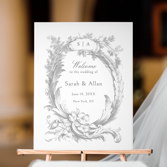 Elegant Classic French Rococo Floral Welcome Acrylic Sign (Creator Uploaded)