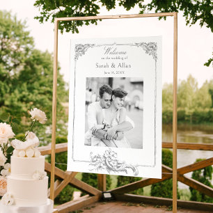 Elegant Classic French Rococo Floral Welcome Poster